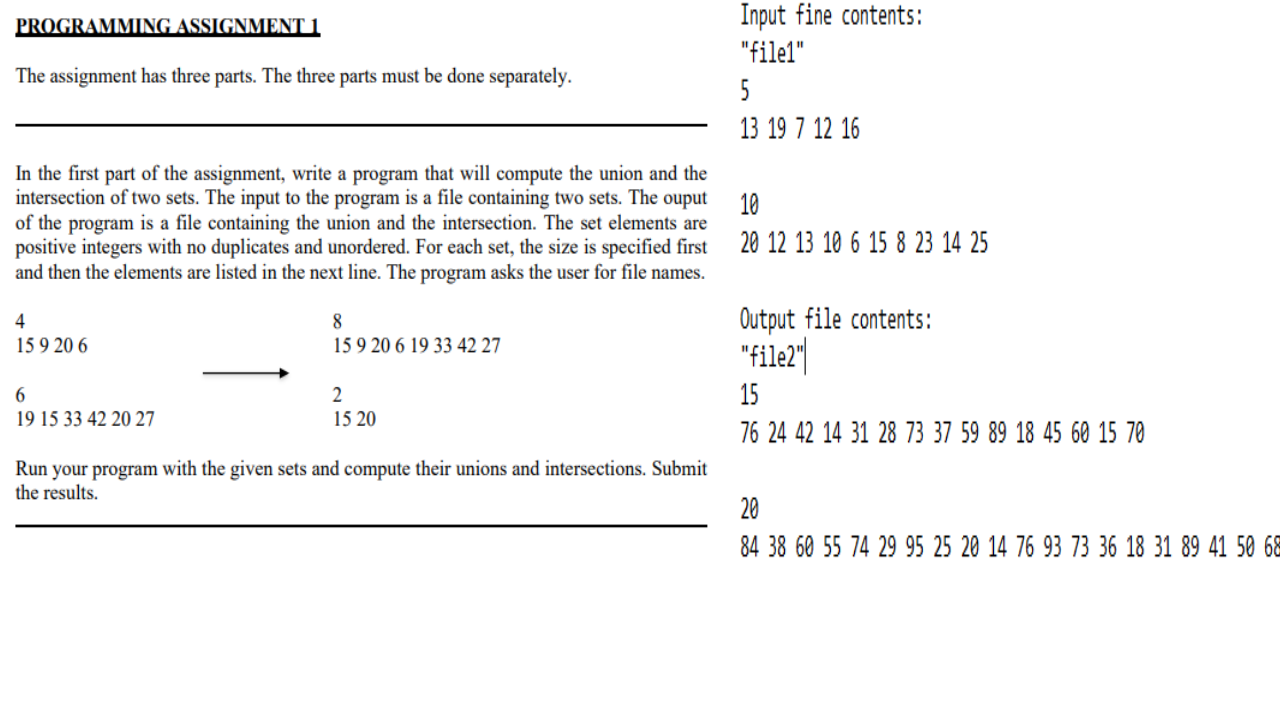 PROGRAMMING _ ASSIGNMENT 1 The assignment has