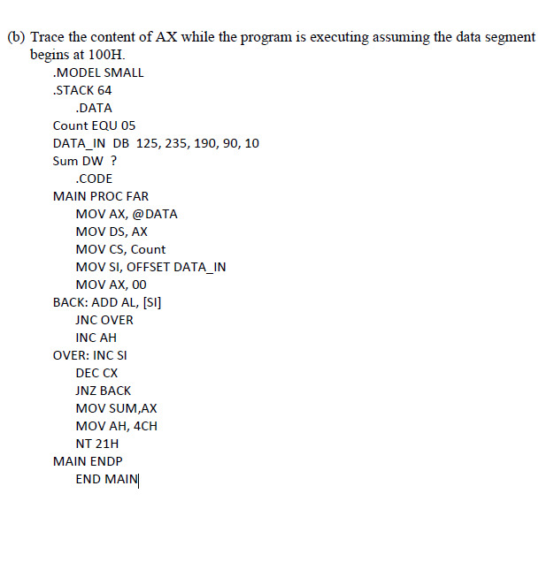 ( b ) what is value will be in ax begins at 1 0 0