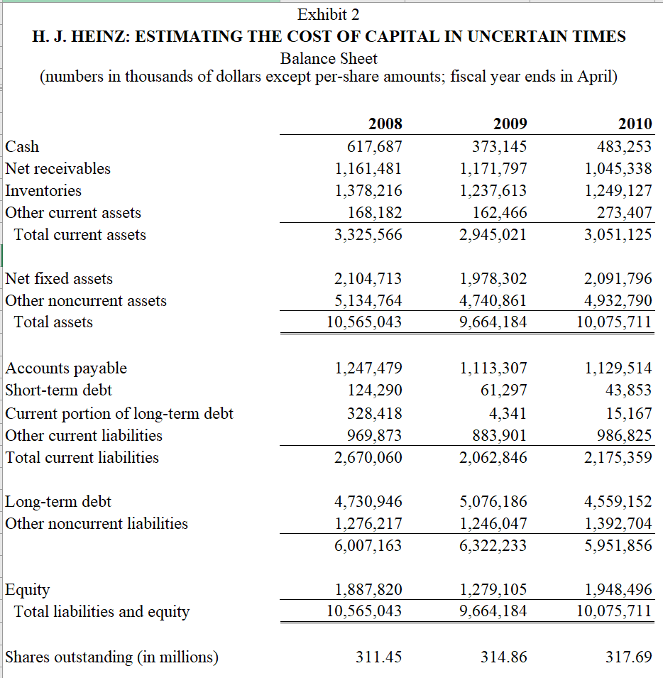Please show work if you can Exhibit 1 H. J.