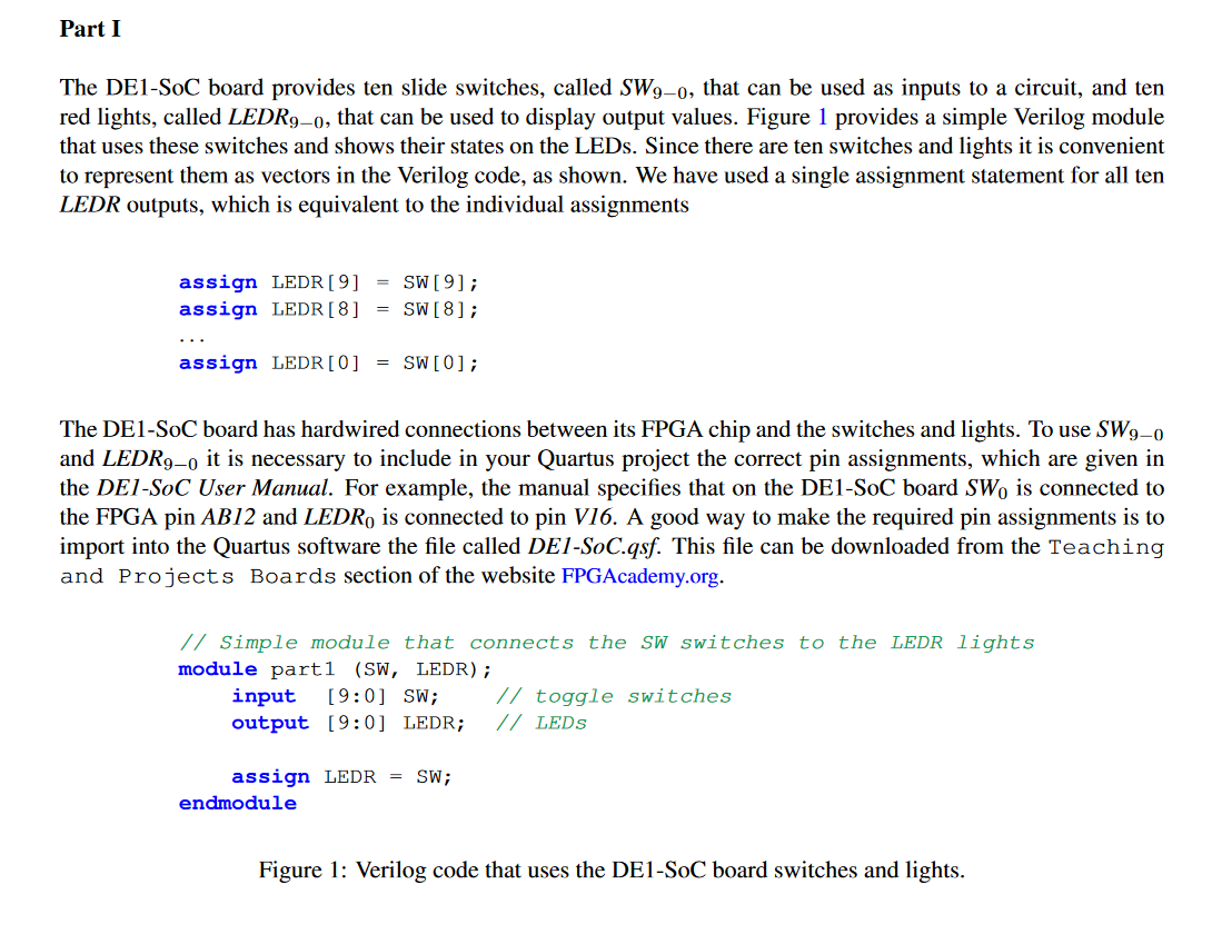 Part I The pin assignments in the . qsf file are