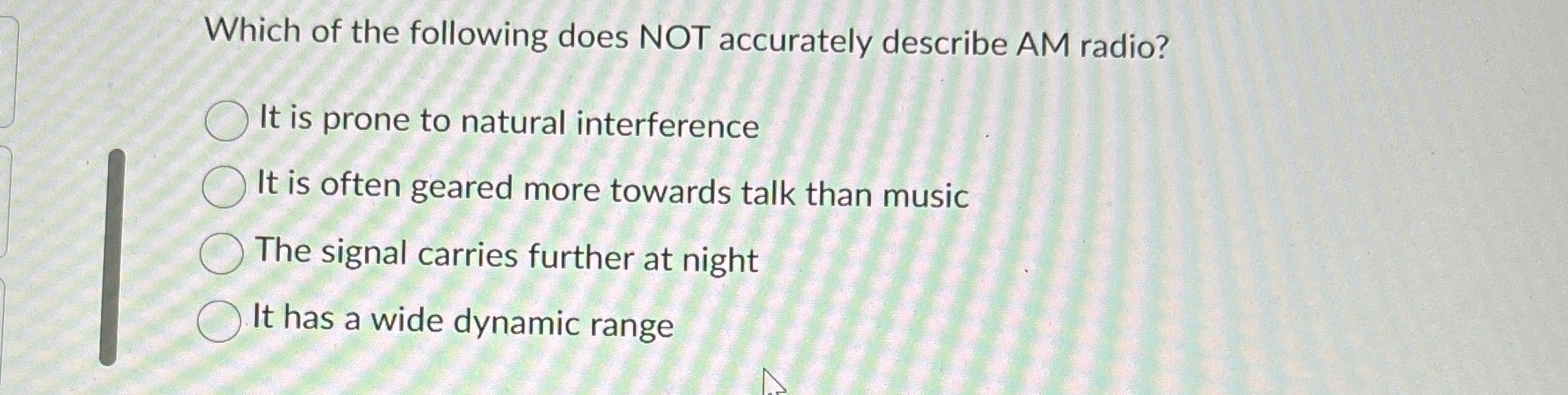 Which of the following does NOT accurately