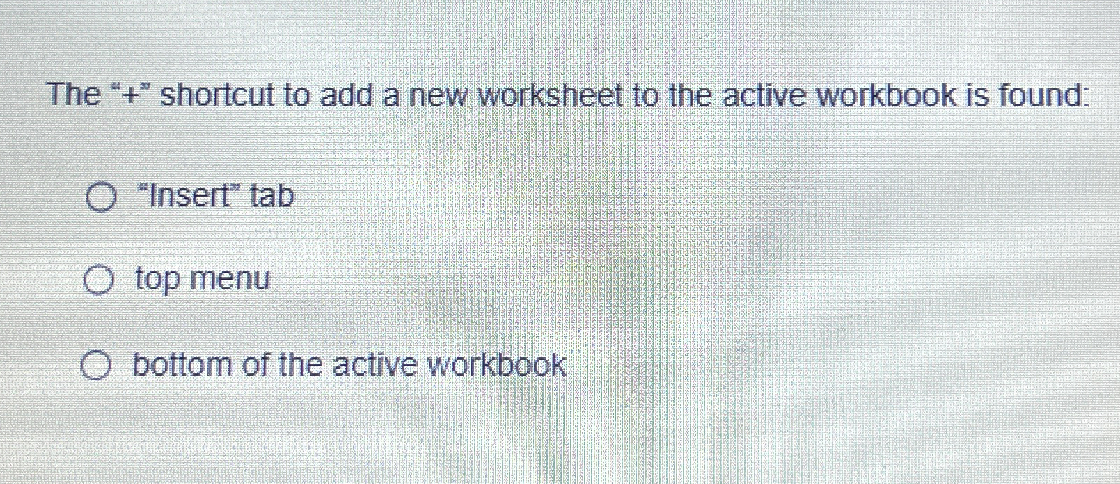 The " + " shortcut to add a new worksheet to the