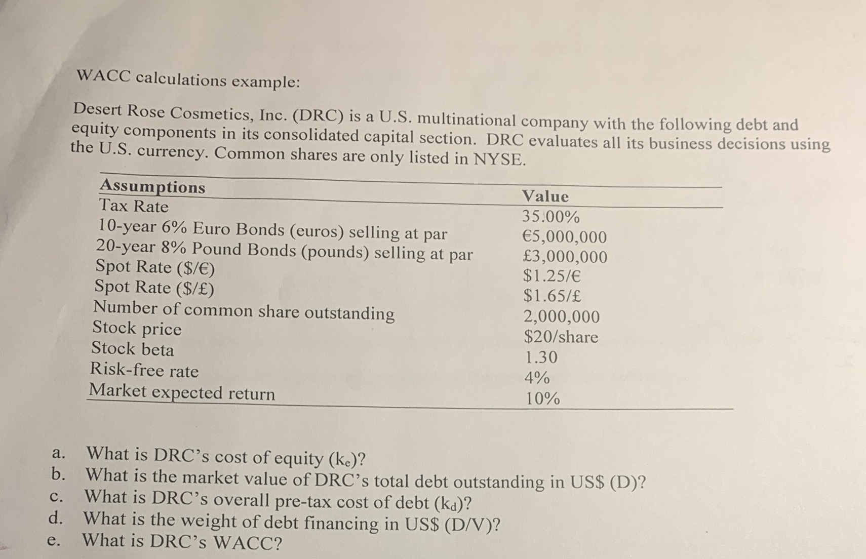 no excel answer. please show step by stepfor a-e