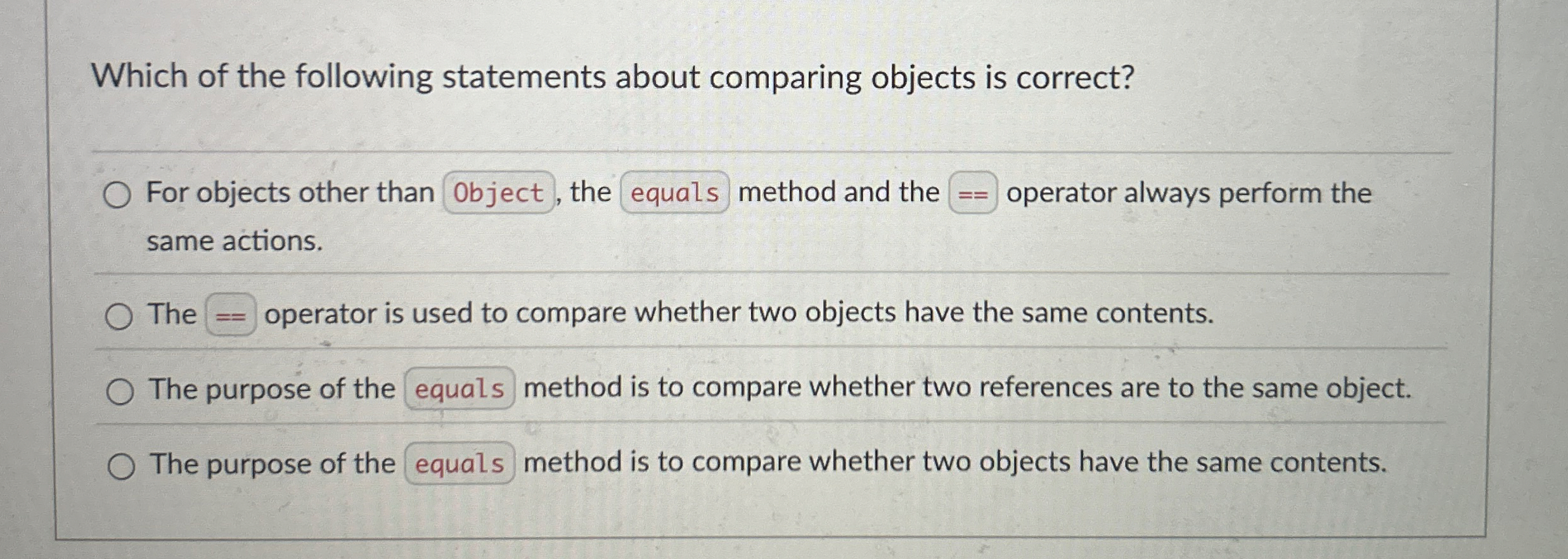 Which of the following statements about comparing