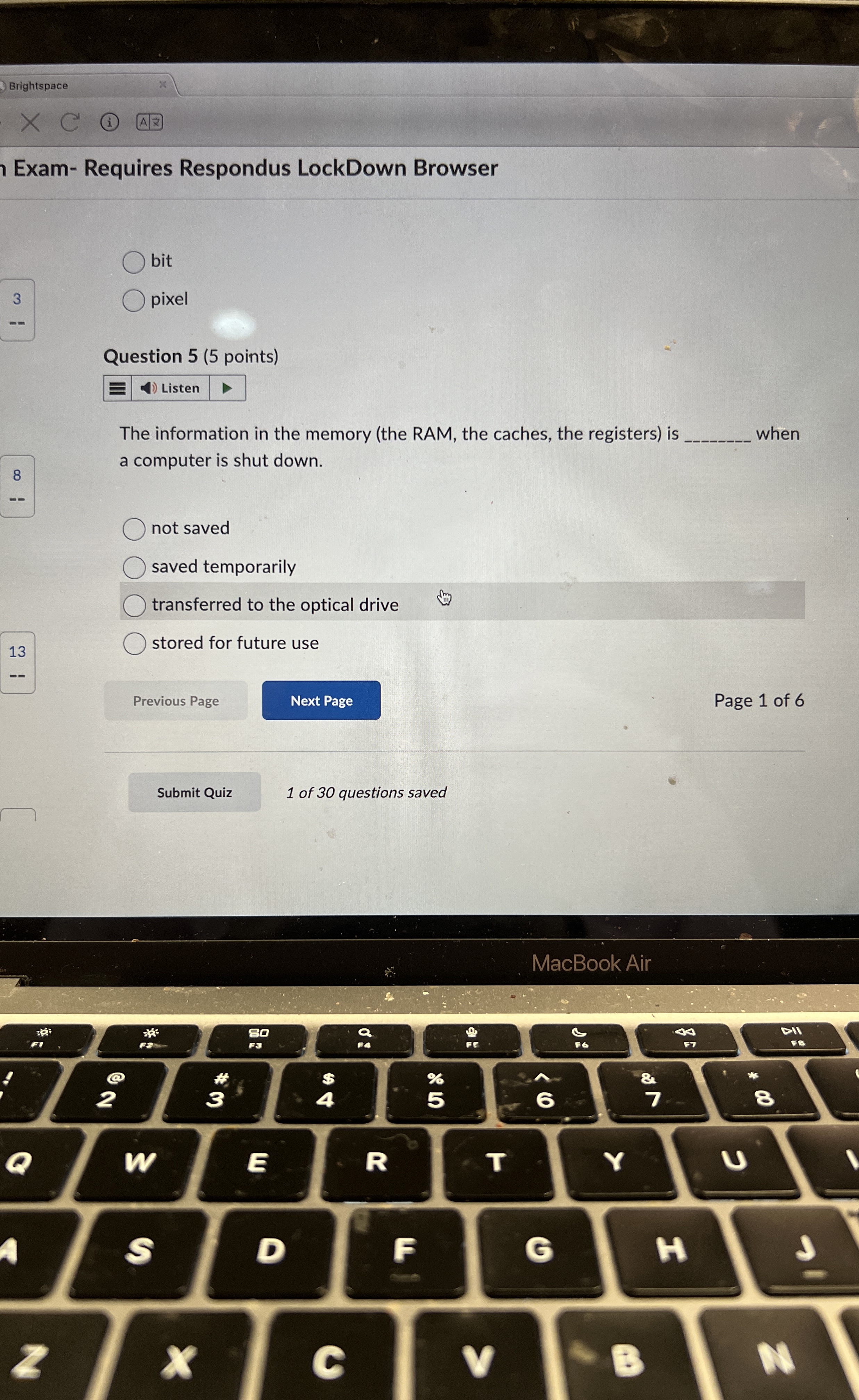 Question 5 ( 5 points ) The information in the