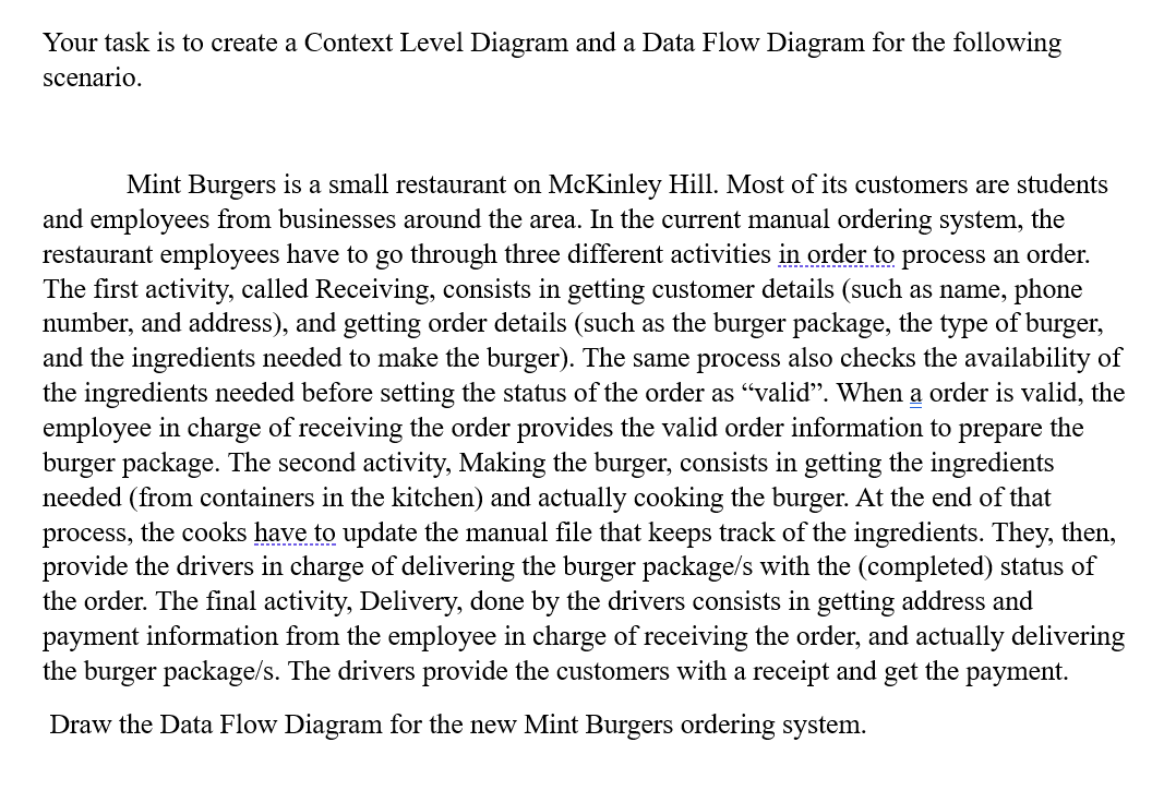 Your task is to create a Context Level Diagram