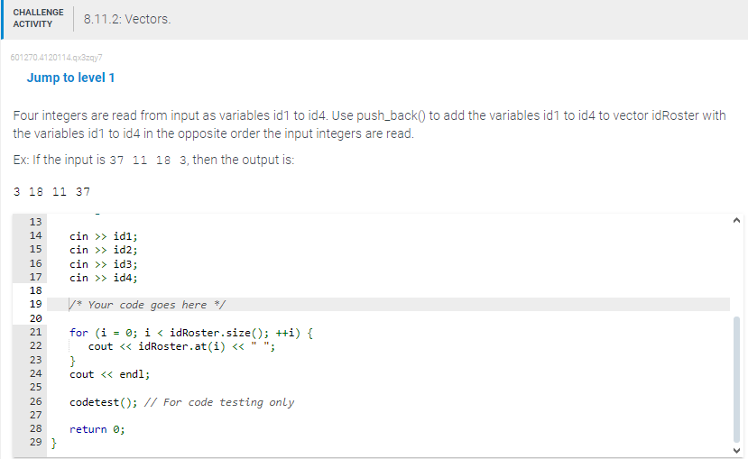 Jump to level 1 Four integers are read from input