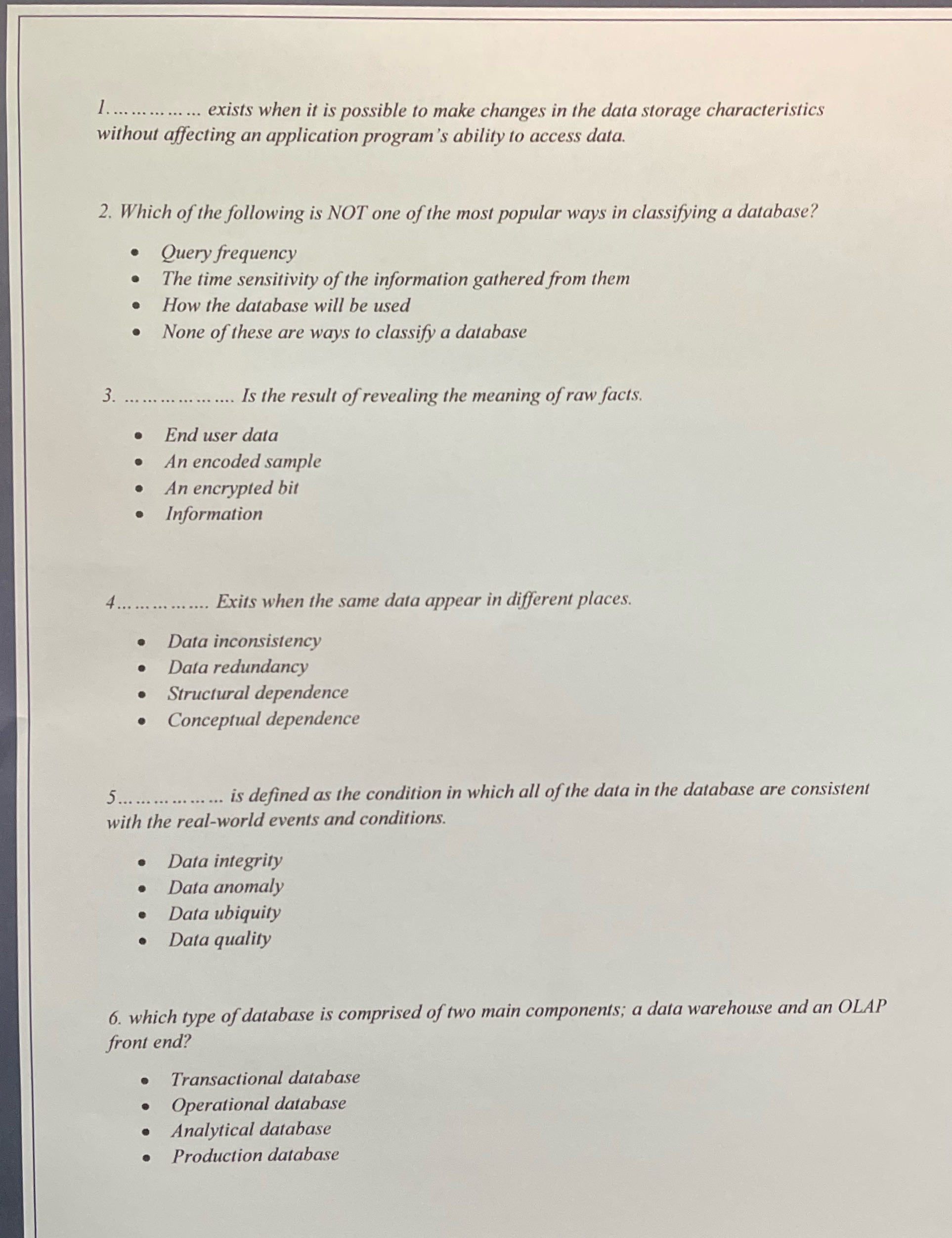 I. ... ............ exists when it is possible to