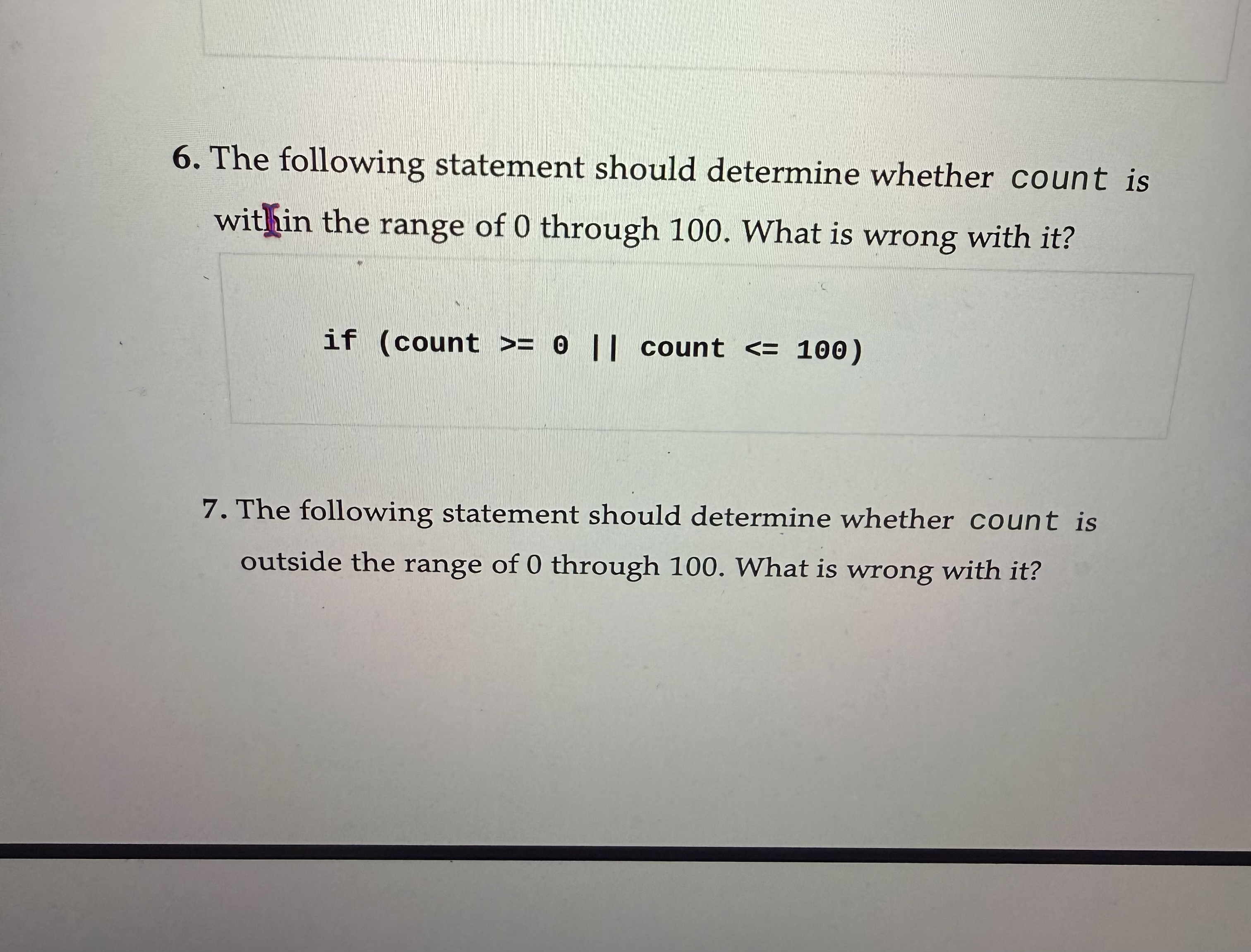 Find the error The following statement should