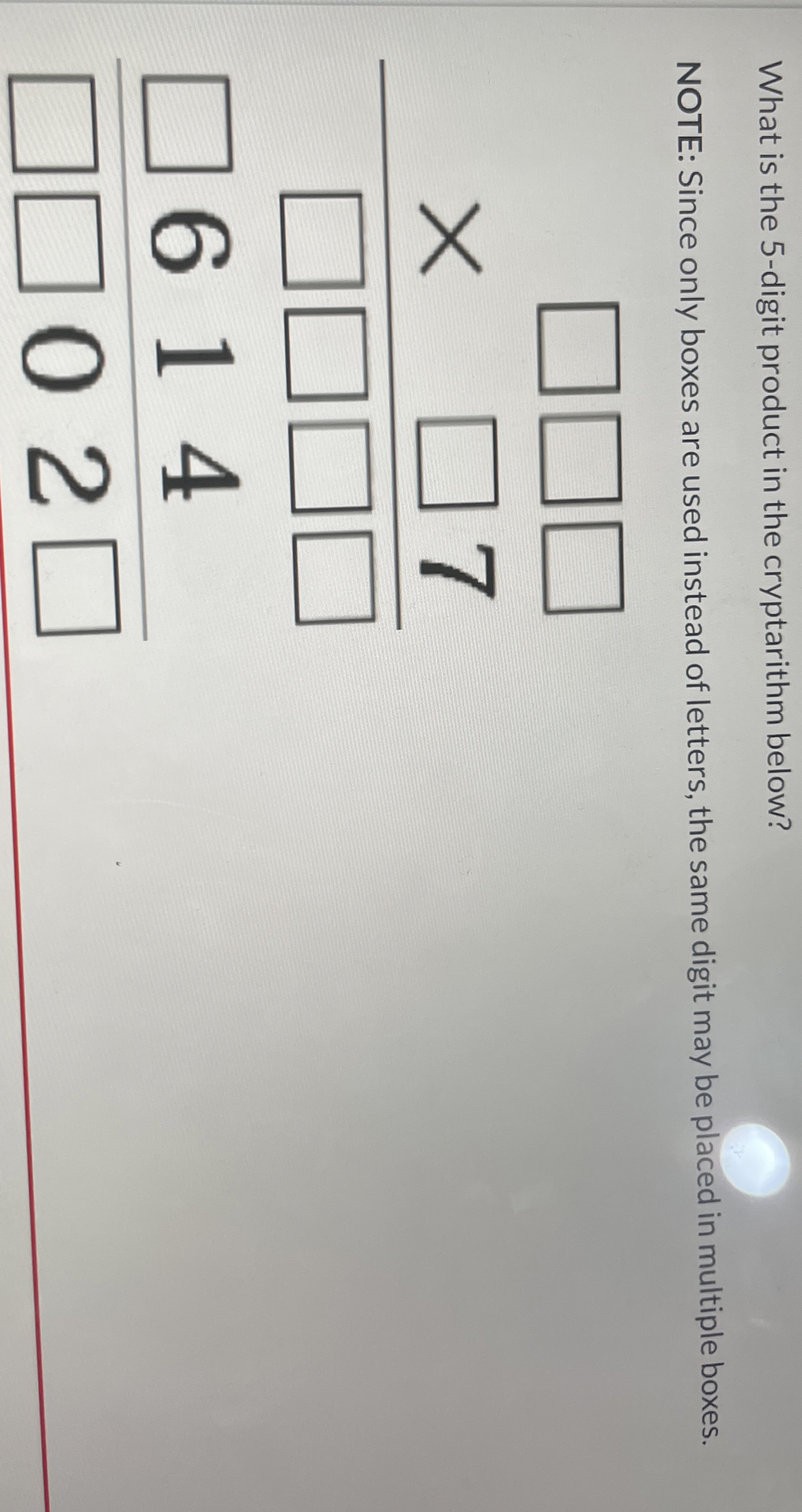 What is the 5 - digit product in the cryptarithm