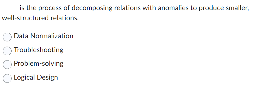 is the process of decomposing relations with