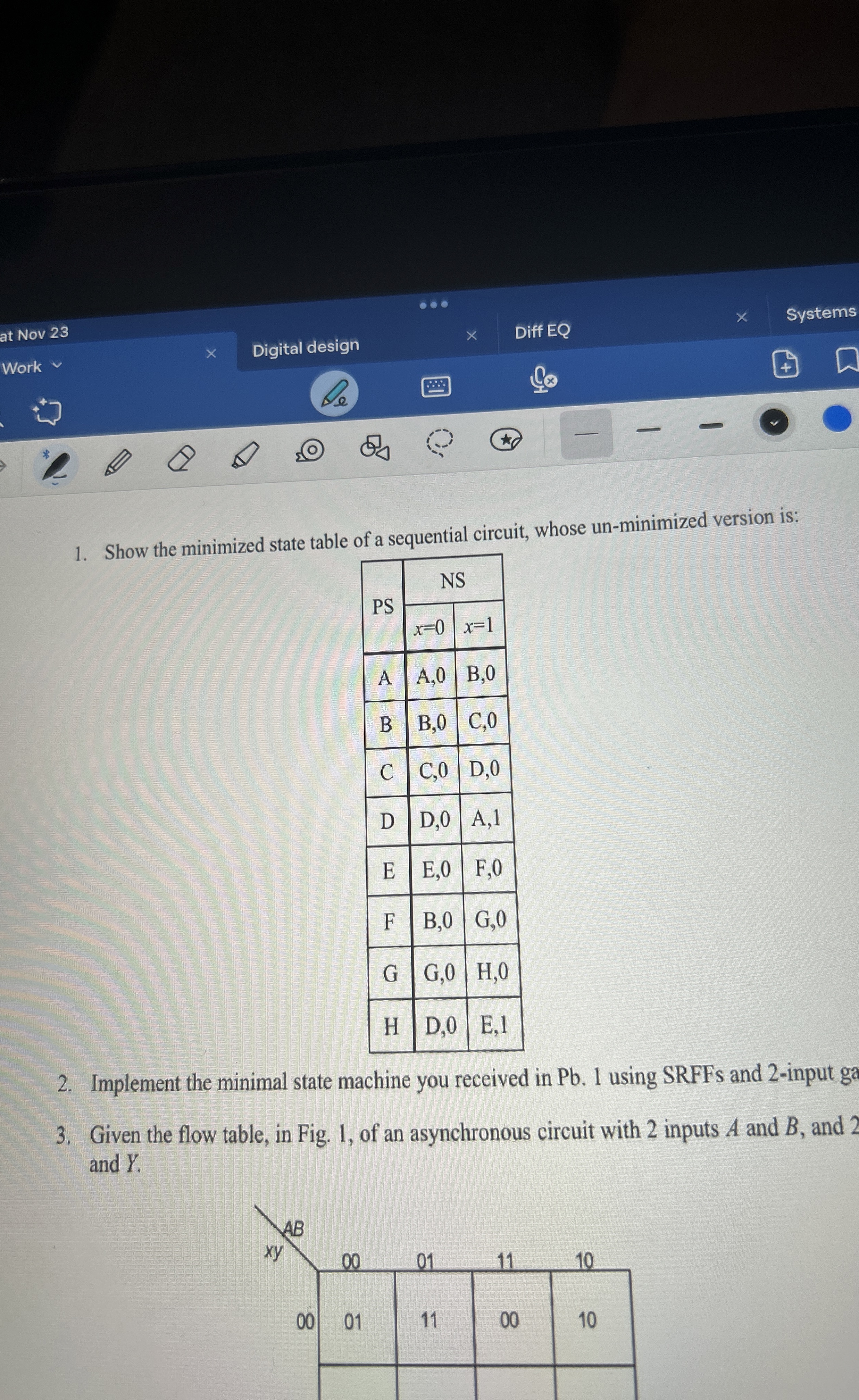 at Nov 2 3 Systems Work Digital design Diff EQ e