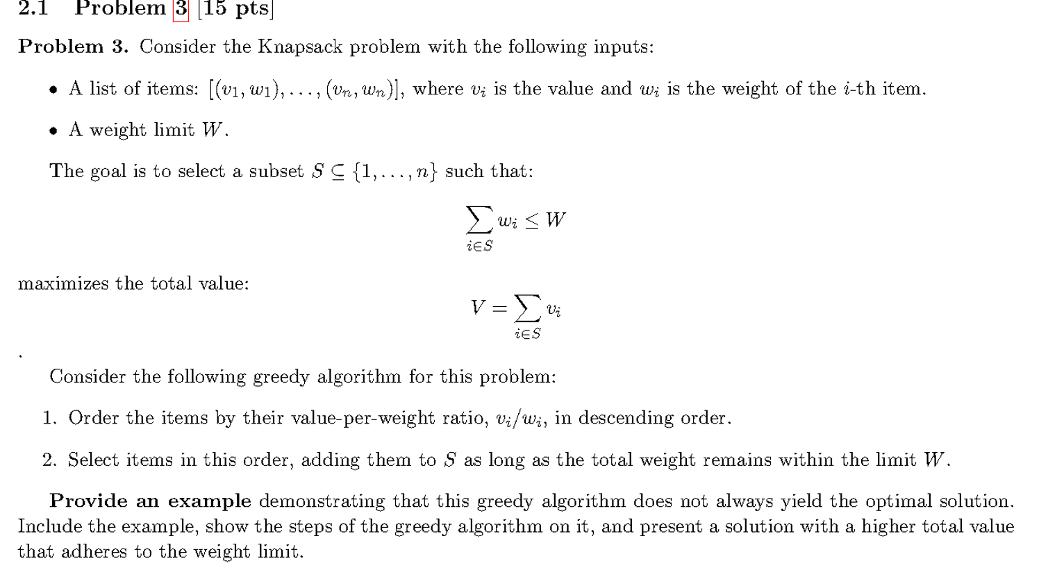 2 . 1 Problem 3 [ 1 5 p t s ] Problem 3 .