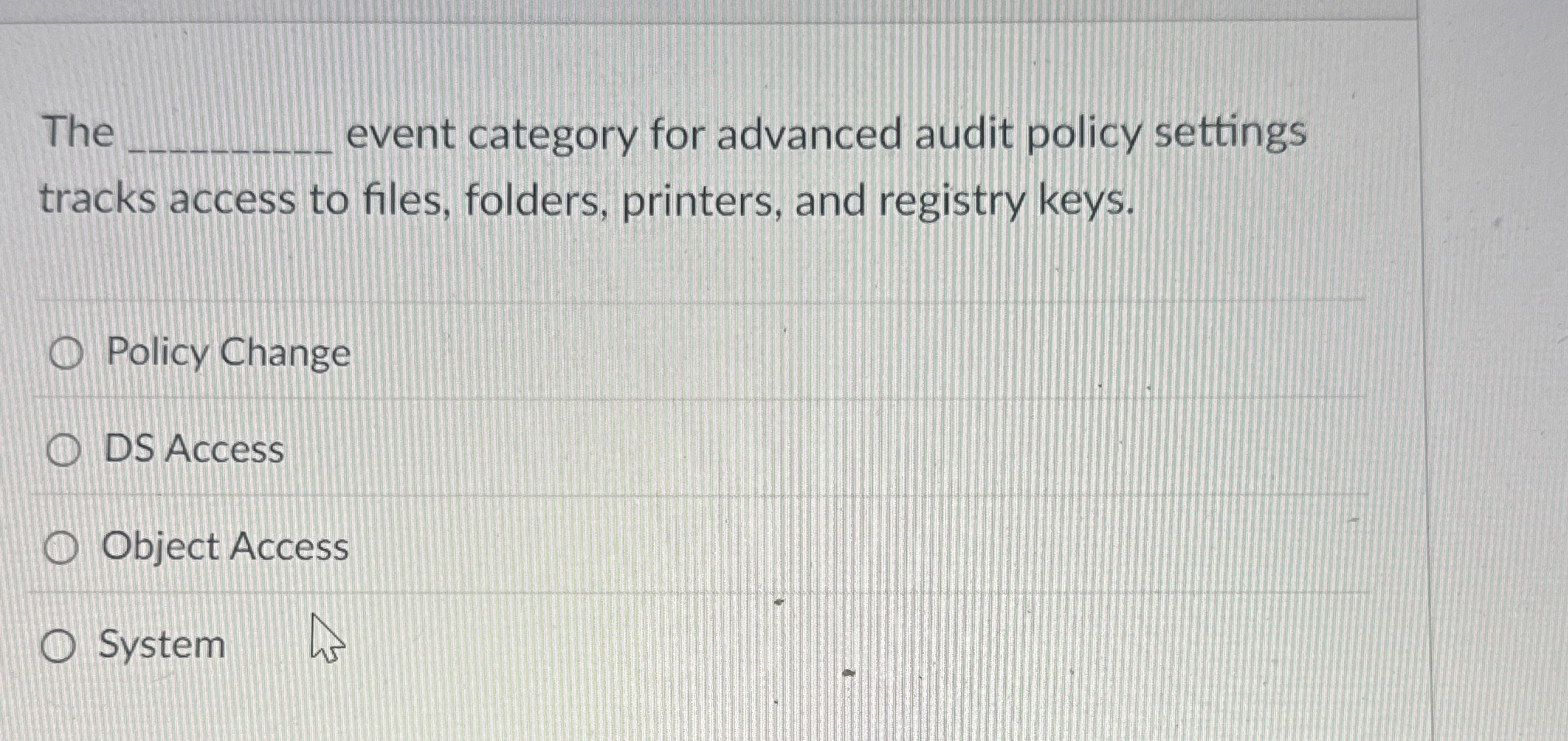 The event category for advanced audit policy