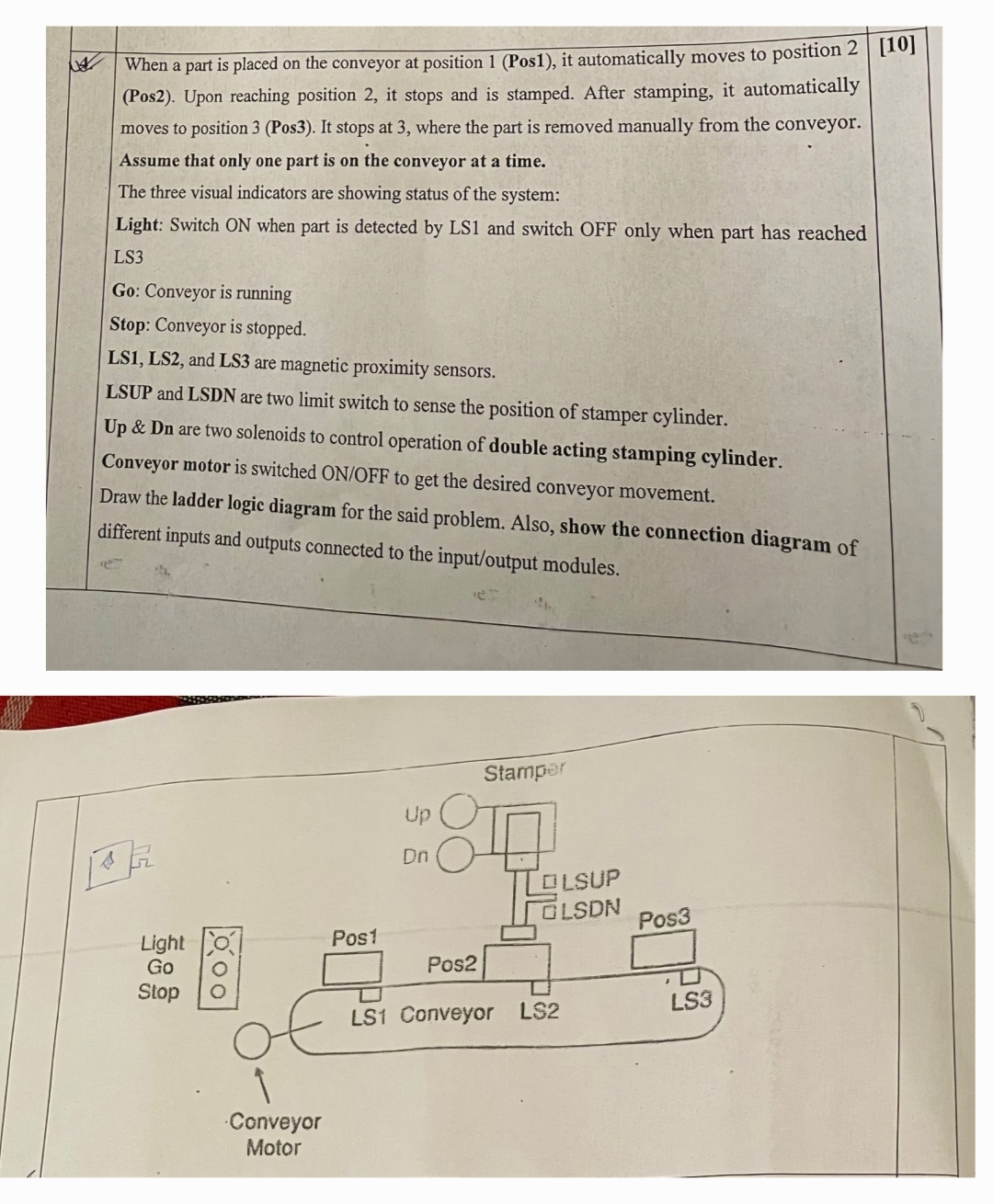 When a part is placed on the conveyor at position