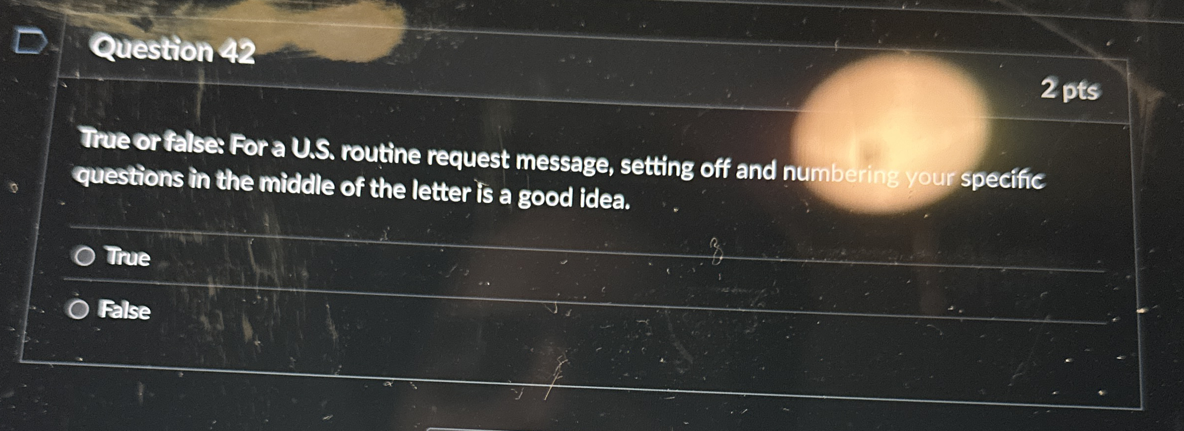 True or false: For a U . S . routine request