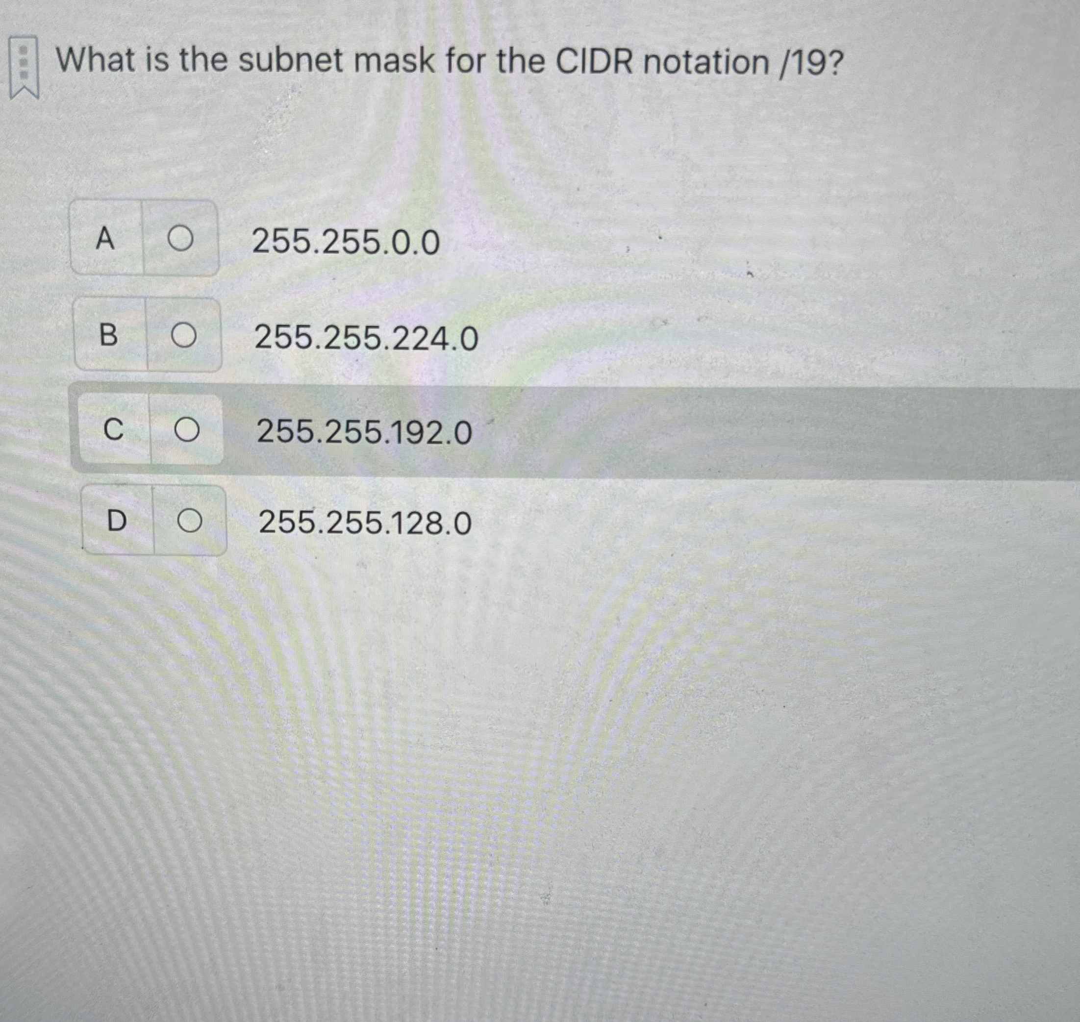 What is the subnet mask for the CIDR notation / 1