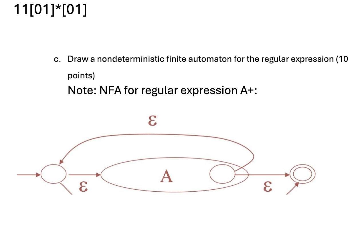 c . Draw a nondeterministic finite automaton for