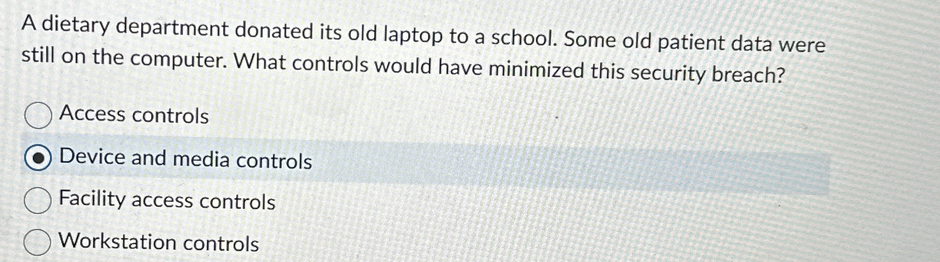 A dietary department donated its old laptop to a