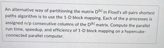 An alternative way of partitioning the matrix \ (