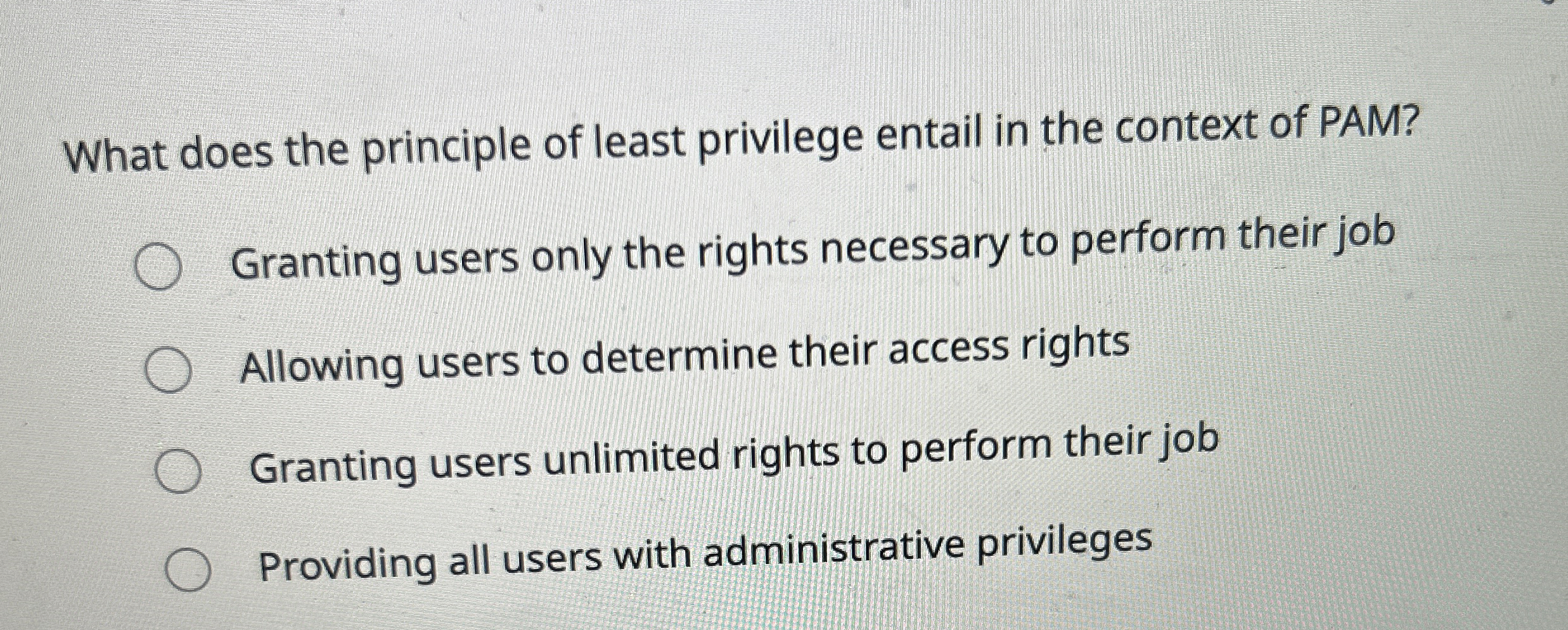 What does the principle of least privilege entail