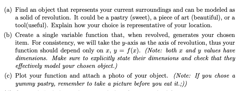 ( a ) Find an object that represents your current