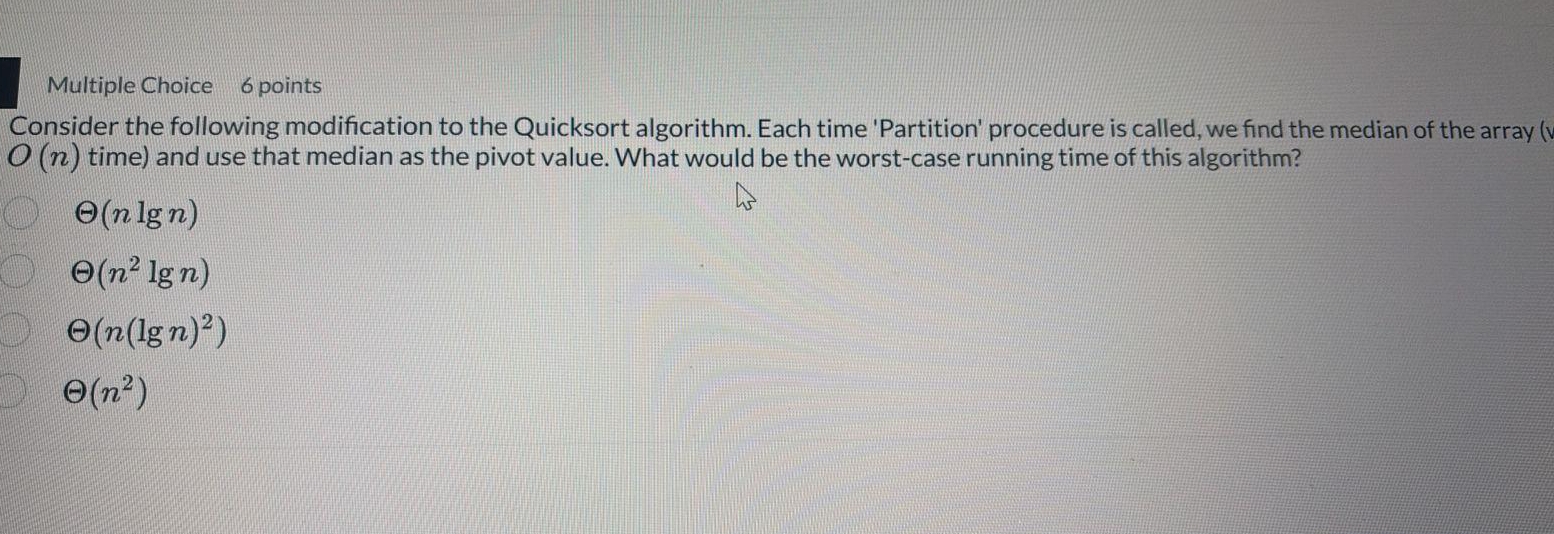 Multiple Choice 6 points Consider the following