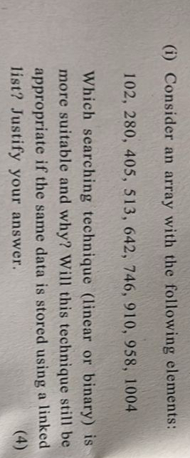 ( i ) Consider an array with the following