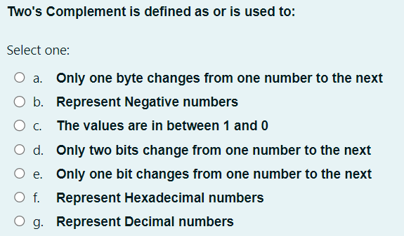 Two's Complement is defined as or is used to: