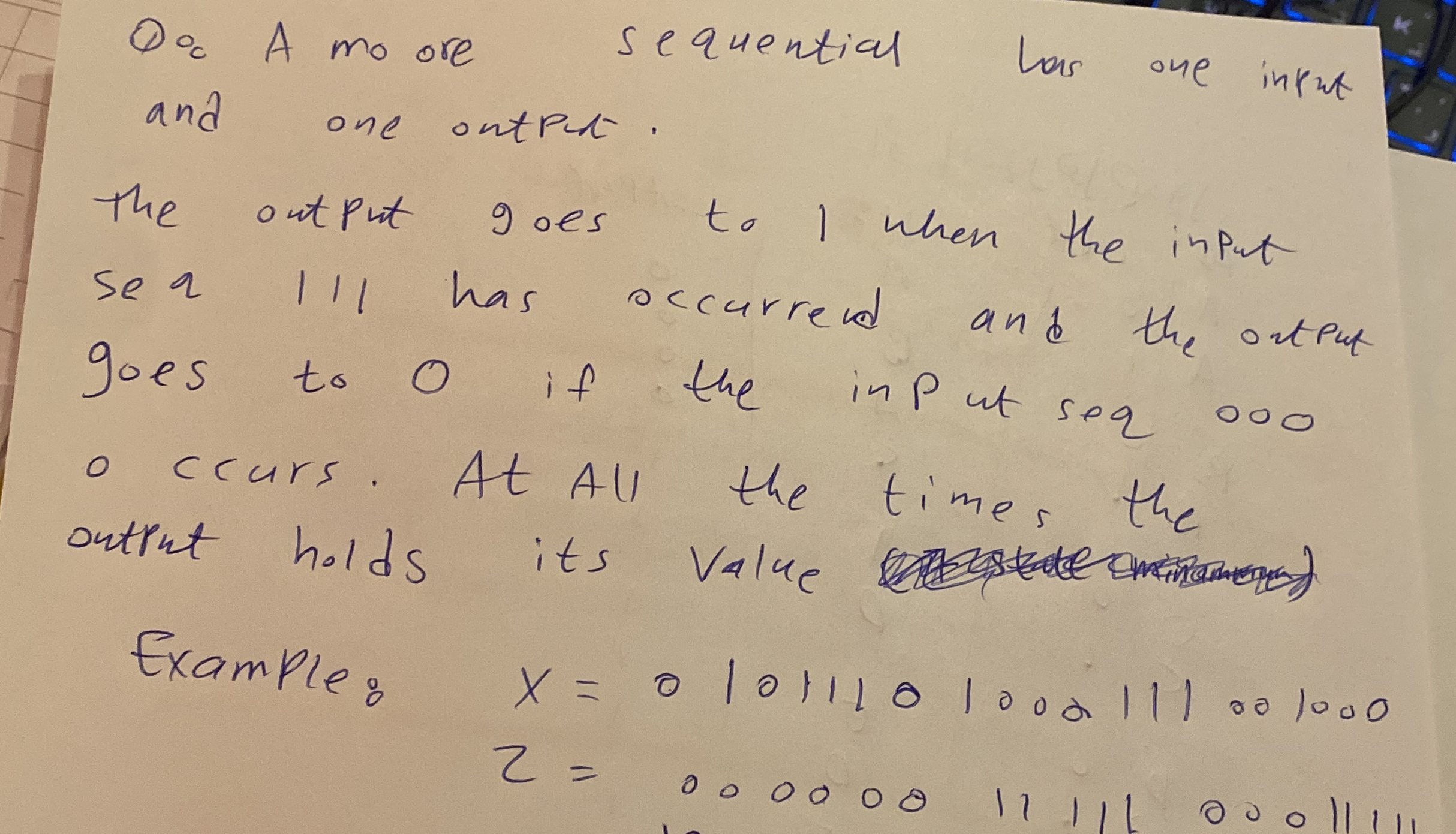 Doc A mo ore sequential has one input and one