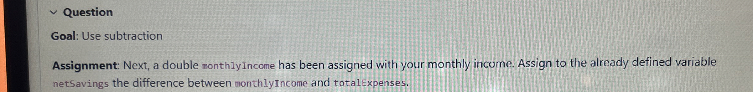 Question Assignment: Next, a double named