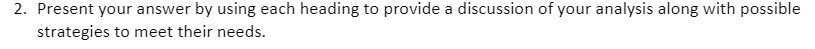 2. Present your answer by using each heading to