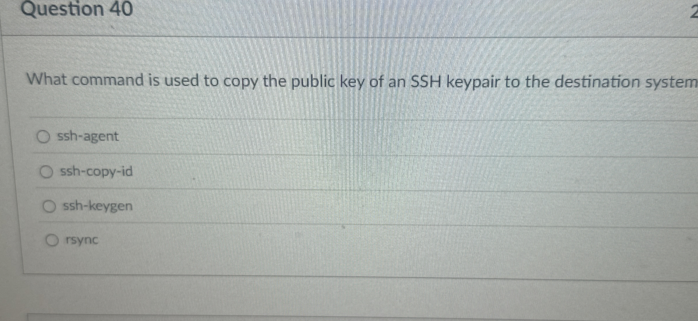 Question 4 0 What command is used to copy the