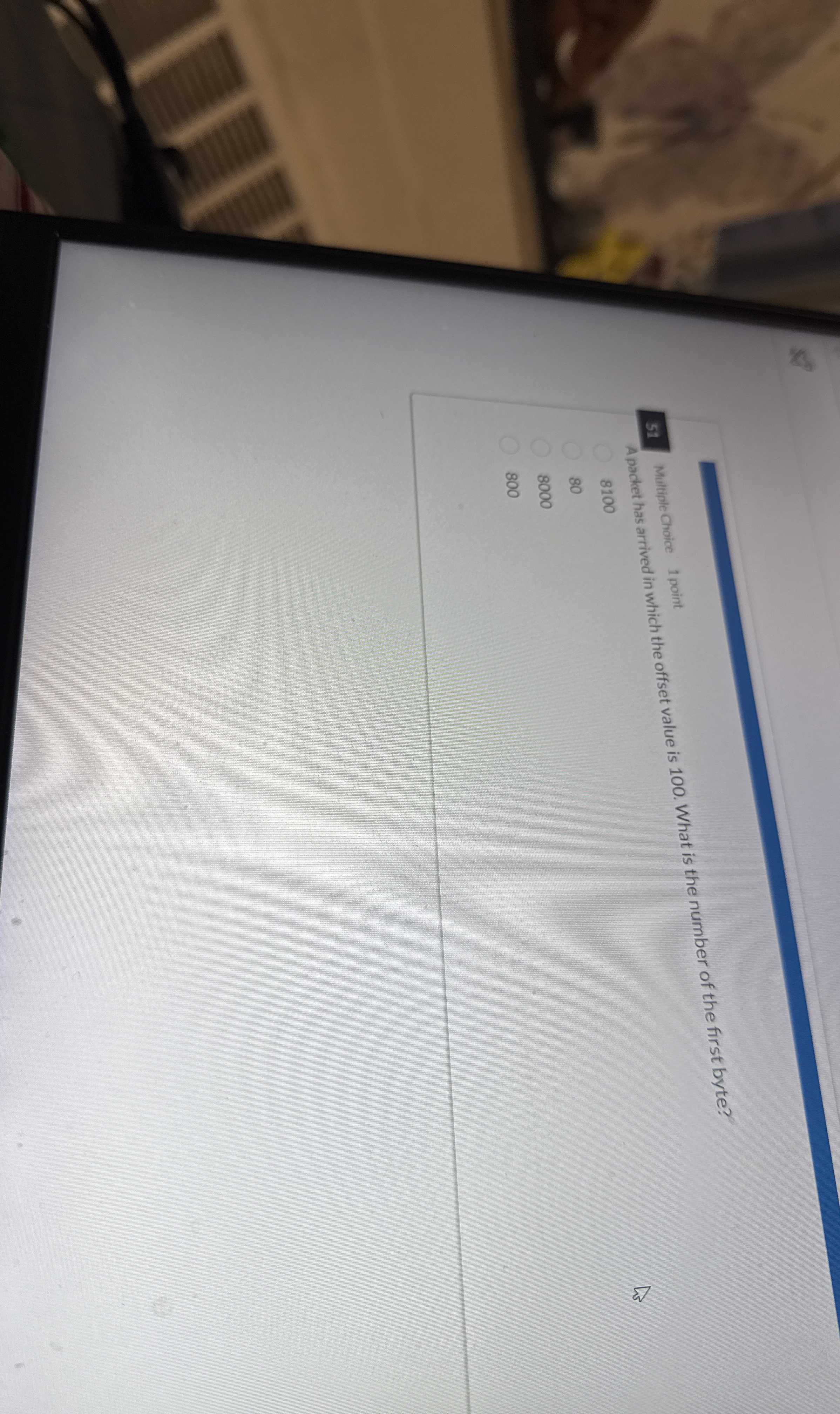 Apacket has arrived in which the offset value is