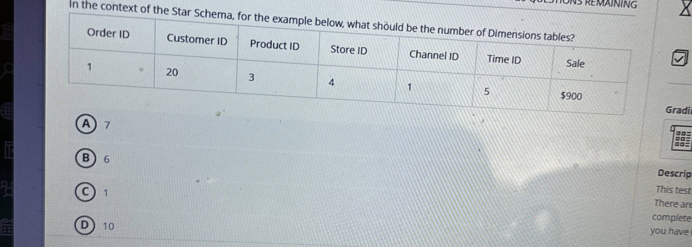 REMAINING In the context of the Star Schema, for