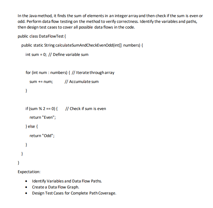 Solve please. In the Java method, it finds the