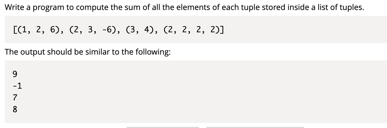 * * Python * * Write a program to compute the sum