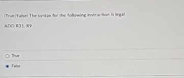 ( Frue / False ) The syntax for the following