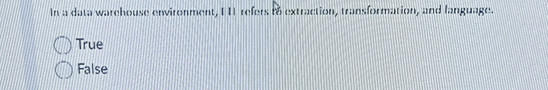 In a data warehouse envirenmemt, I 1 1 refors ha