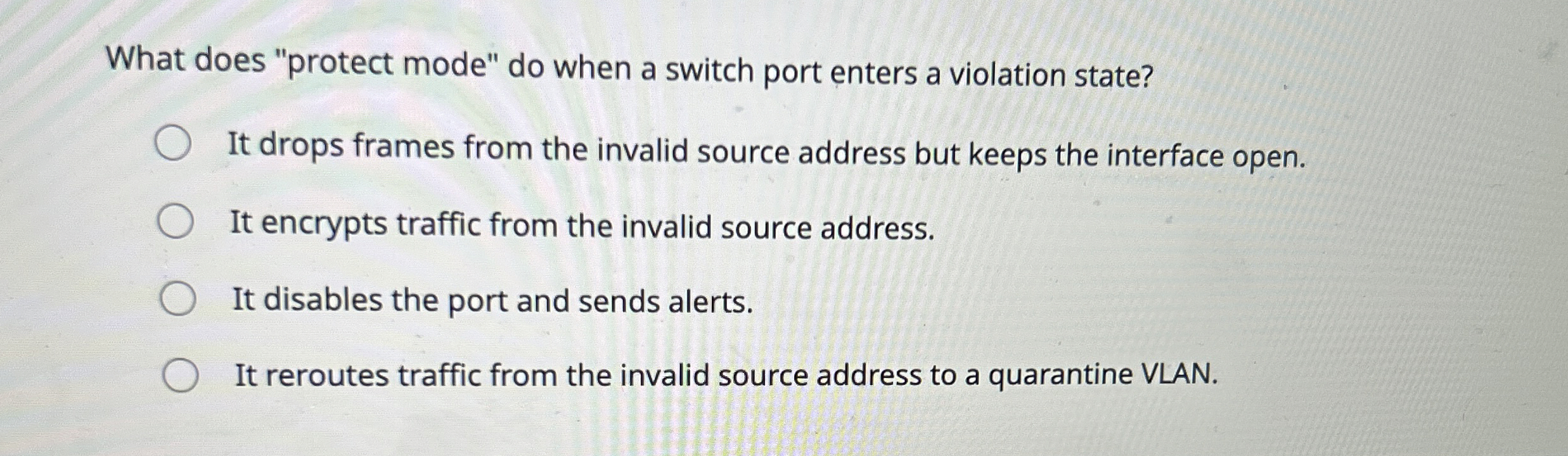 What does "protect mode" do when a switch port
