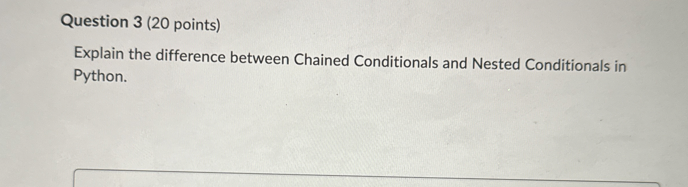 Question 3 ( 2 0 points ) Explain the difference