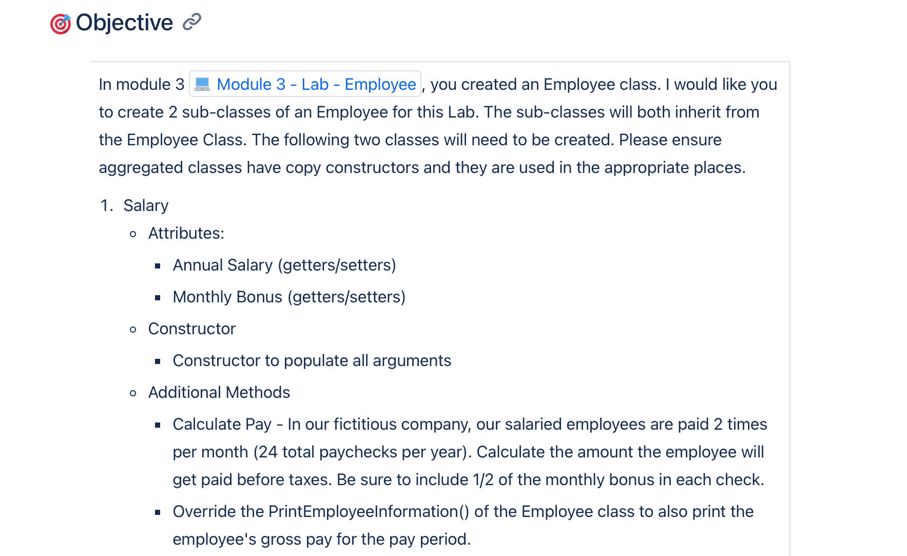 Objective In module 3 Module 3 - Lab - Employee,