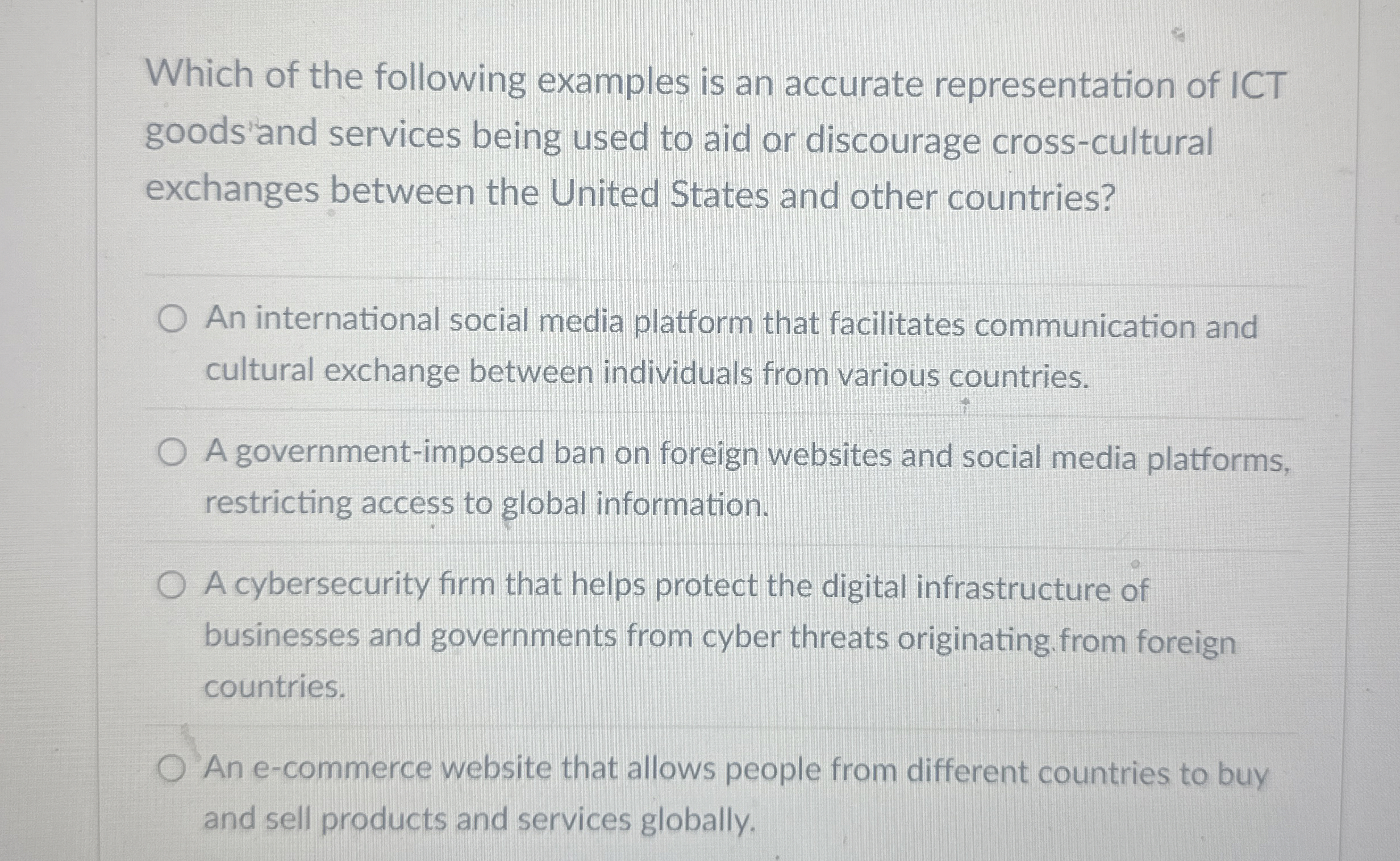 Which of the following examples is an accurate