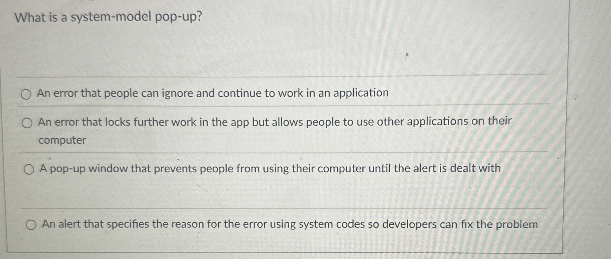 What is a system - model pop - up ? An error that