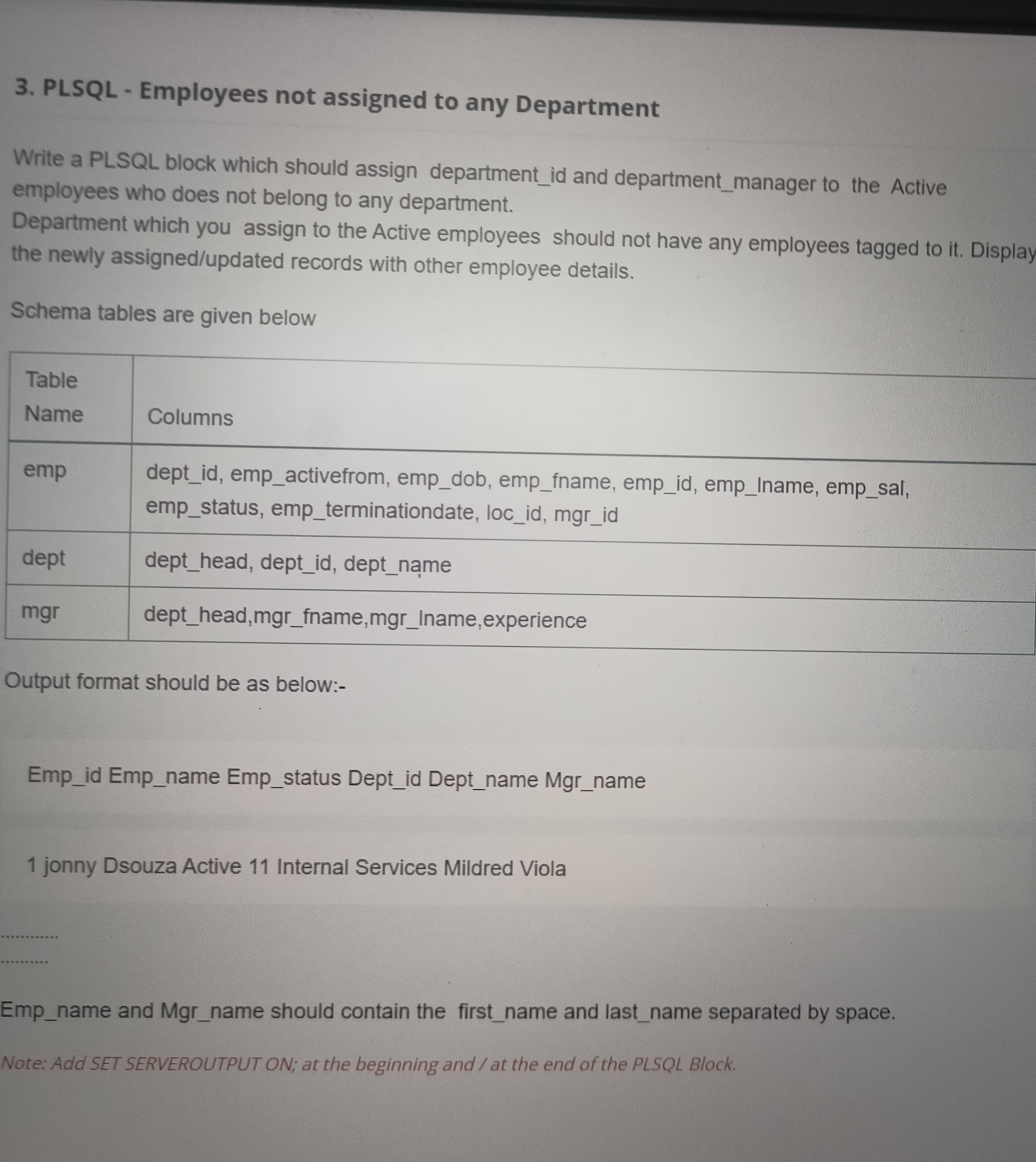 3 . PLSQL - Employees not assigned to any