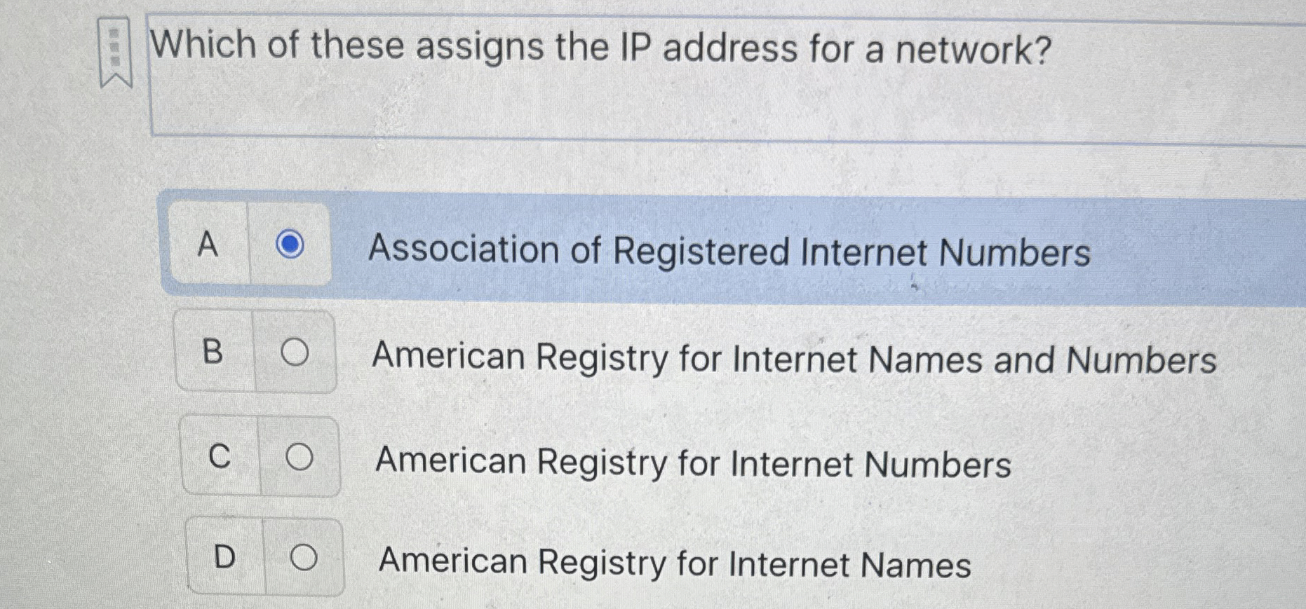 Which of these assigns the IP address for a