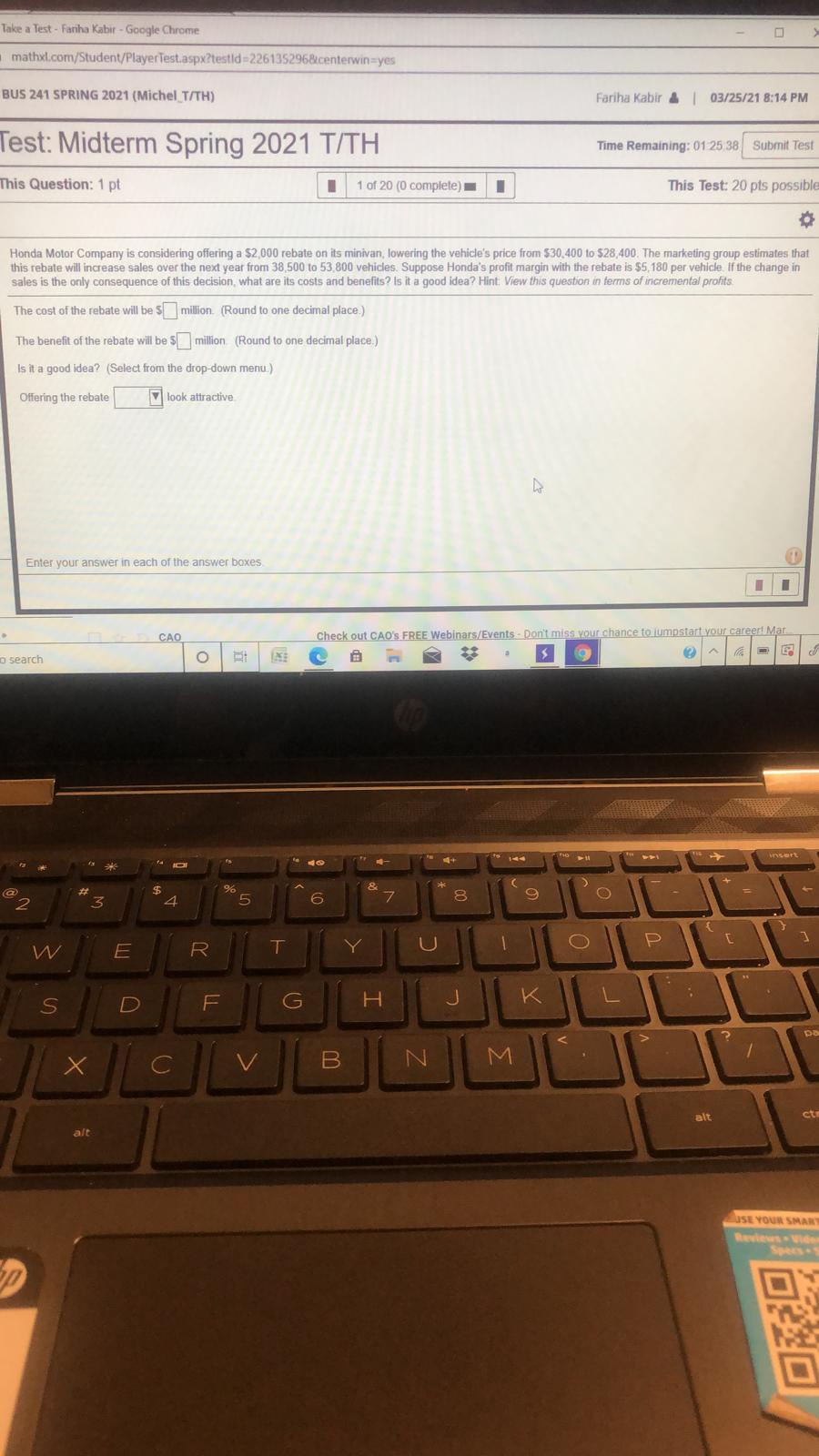 .answer the question Take a Test - Fanha Kabir -