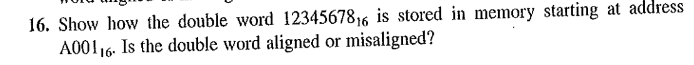 Show how the double word 1 2 3 4 5 6 7 8 1 6 is