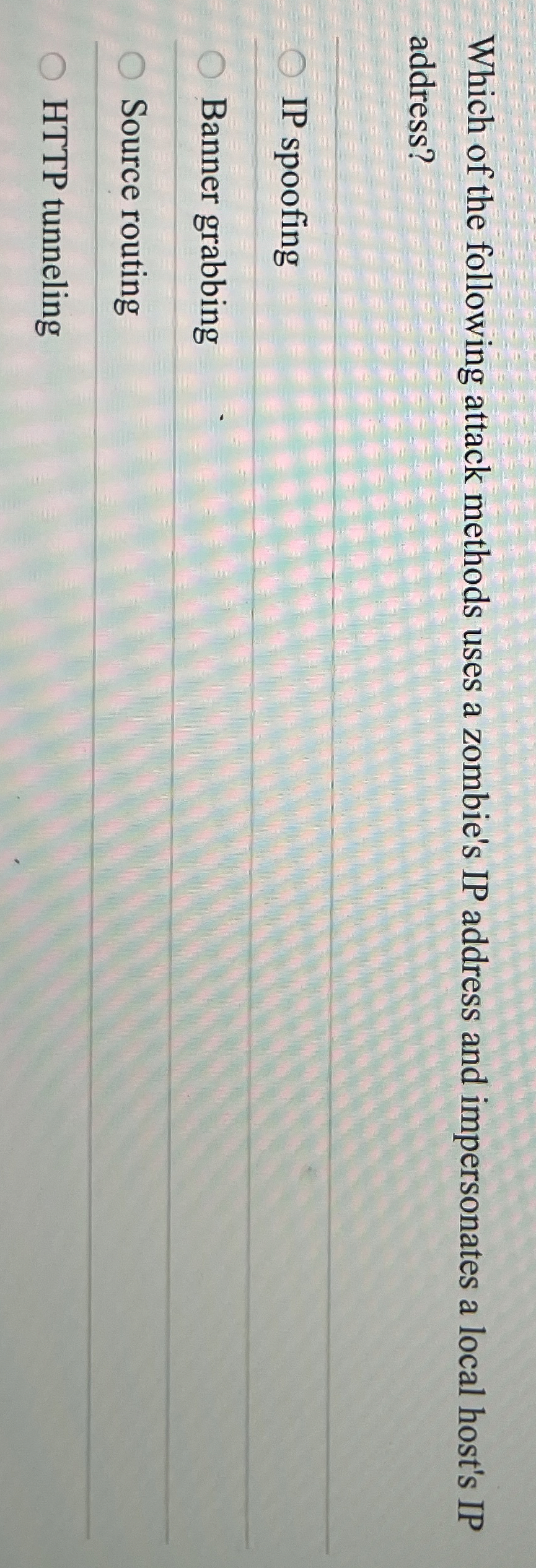 Which of the following attack methods uses a