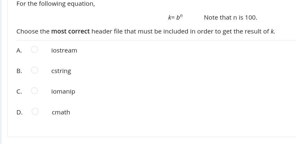 For the following equation, k = b n , Note that n
